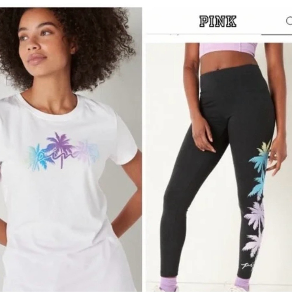 PINK Victoria's Secret White Tee with matching leggings SET. xxl